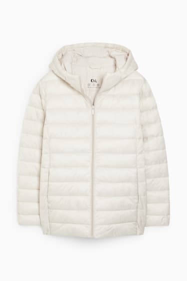 Women - Quilted jacket with hood - creme