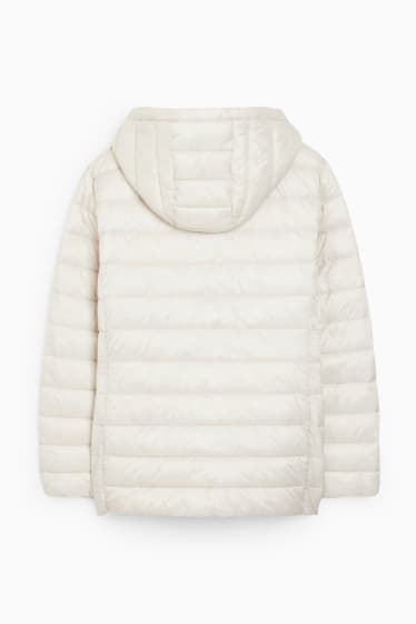 Women - Quilted jacket with hood - creme