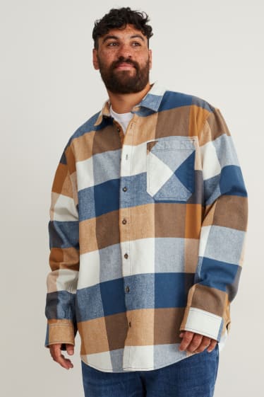 Men - Shirt - regular fit - kent collar - check - brown