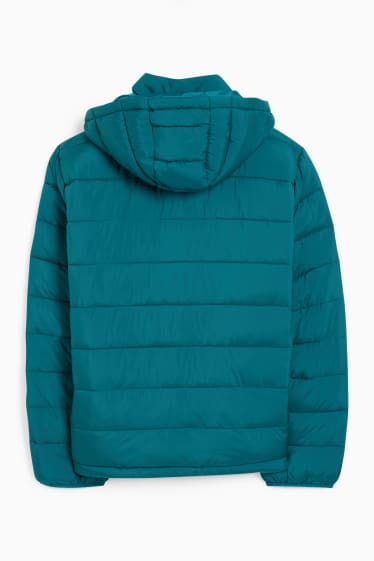 Women - Quilted jacket with hood - green