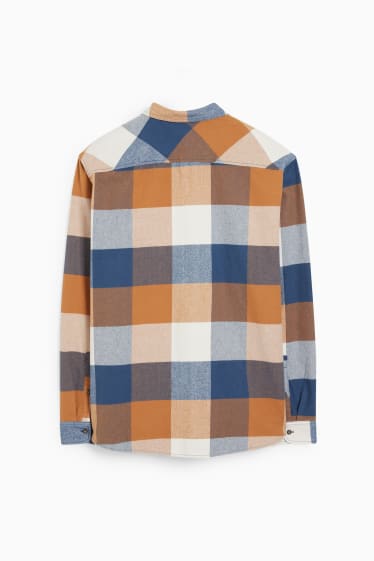 Men - Shirt - regular fit - kent collar - check - brown