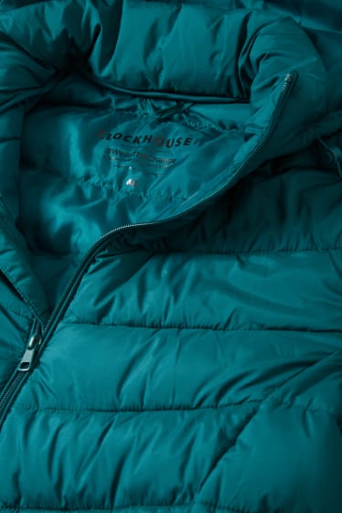 Women - Quilted jacket with hood - green