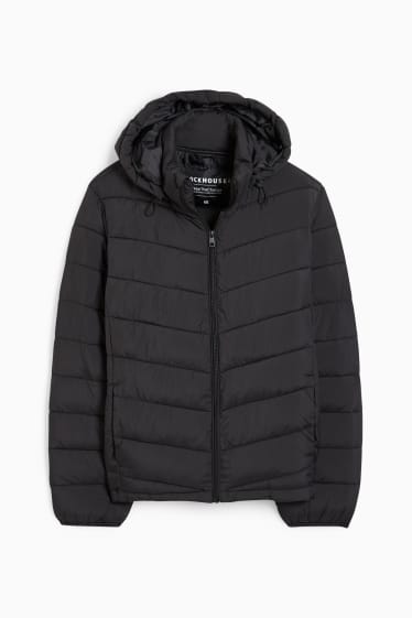 Damen - Steppjacke mit Kapuze - schwarz