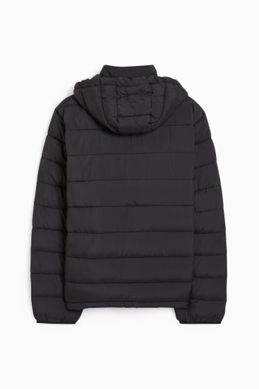 Damen - Steppjacke mit Kapuze - schwarz