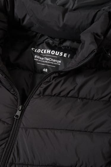 Nastolatki - CLOCKHOUSE - pikowana kurtka z kapturem - czarny
