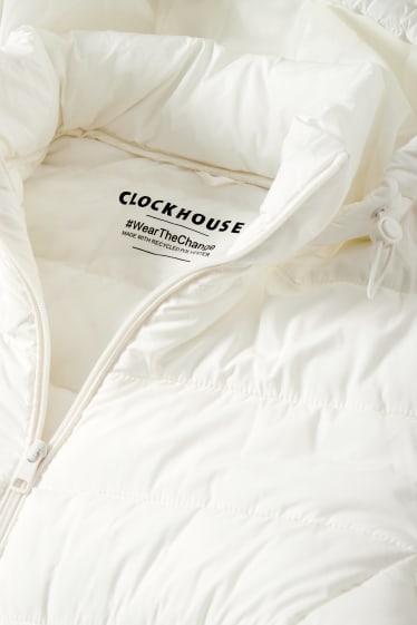 Tieners & jongvolwassenen - CLOCKHOUSE - gewatteerde jas met capuchon - crème wit