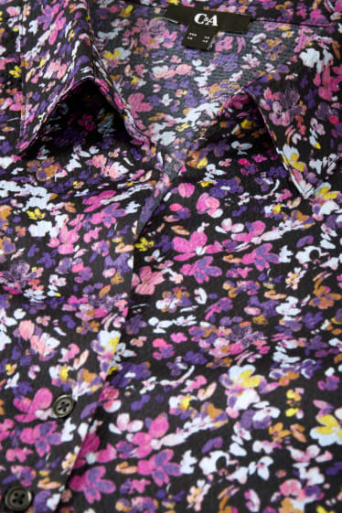 Women - Blouse - floral - dark blue