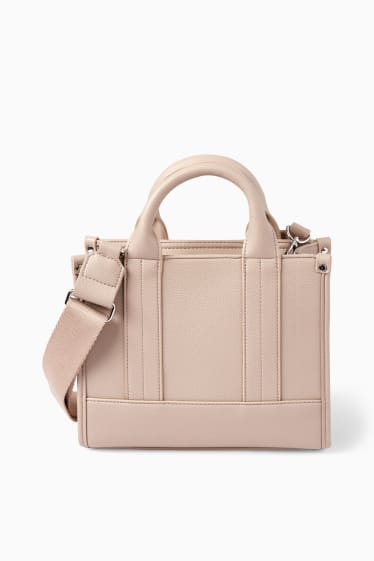 Women - Bag with detachable bag strap - faux leather - silver