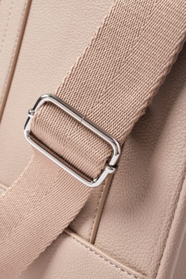 Women - Bag with detachable bag strap - faux leather - silver