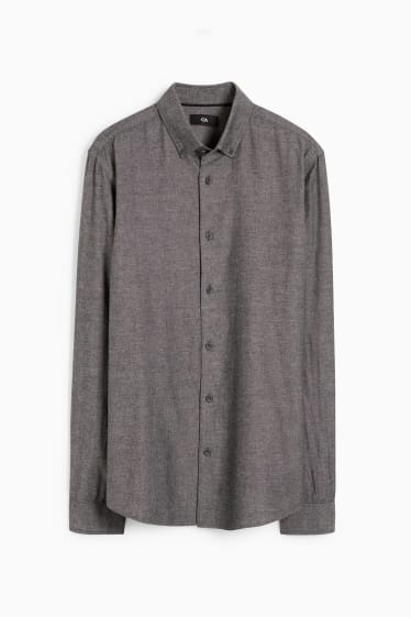 Hommes - Chemise - regular fit - col button-down - gris chiné