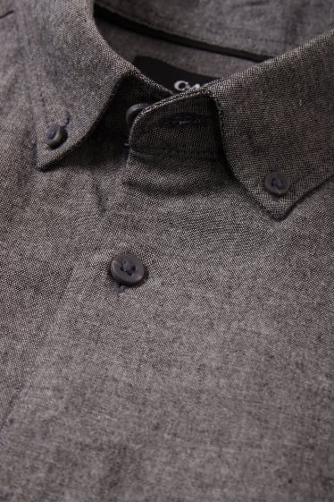 Hommes - Chemise - regular fit - col button-down - gris chiné
