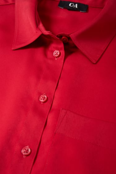 Women - Satin blouse - dark red