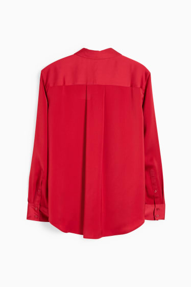 Women - Satin blouse - dark red