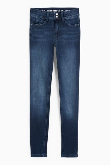 Dames - CLOCKHOUSE - skinny jeans - mid waist - push-up effect - jeansblauw