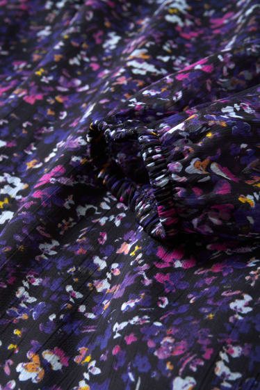 Kobiety - Sukienka z szyfonu - w kwiatki - ciemnoniebieski