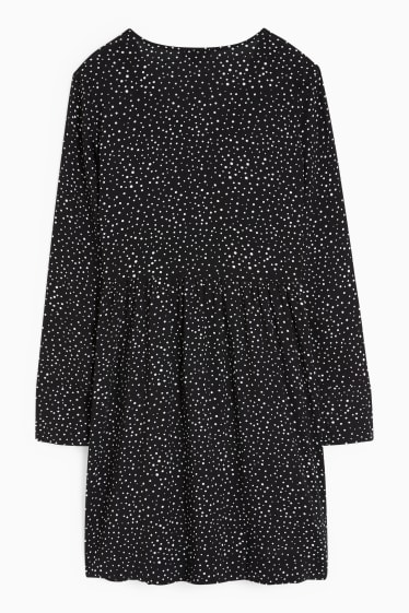 Women - A-line dress - polka dot - black