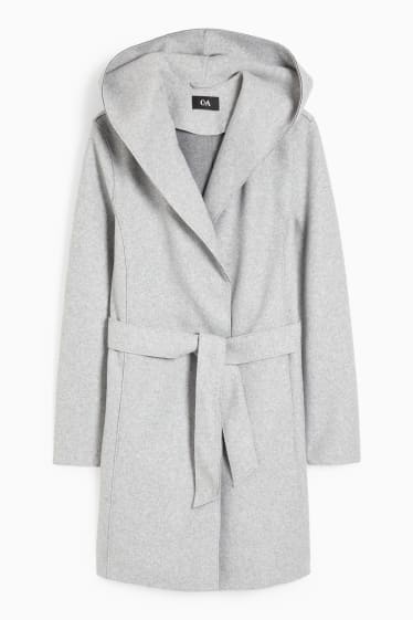 Donna - Cappotto con cappuccio - grigio chiaro melange