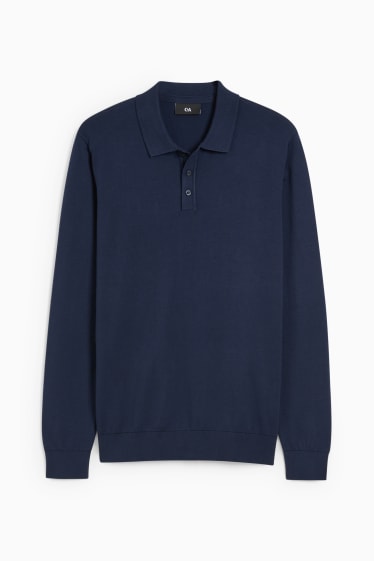 Hommes - Pull en délicate maille - bleu foncé