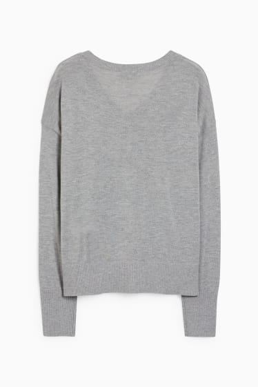 Damen - Feinstrick-Pullover - grau-melange