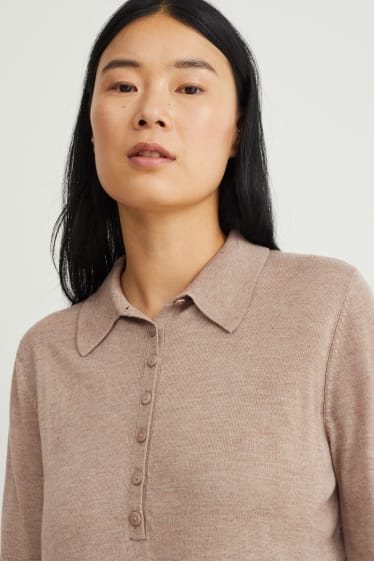 Damen - Feinstrick-Pullover - beige