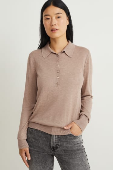 Damen - Feinstrick-Pullover - beige