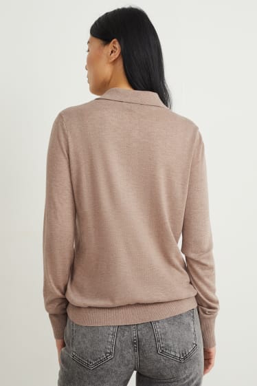 Damen - Feinstrick-Pullover - beige