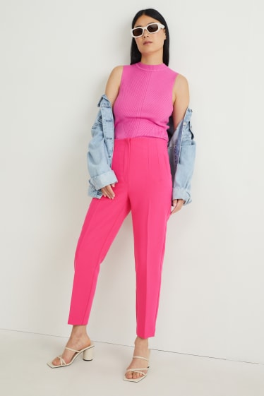 Damen - Stoffhose - High Waist - Regular Fit - pink