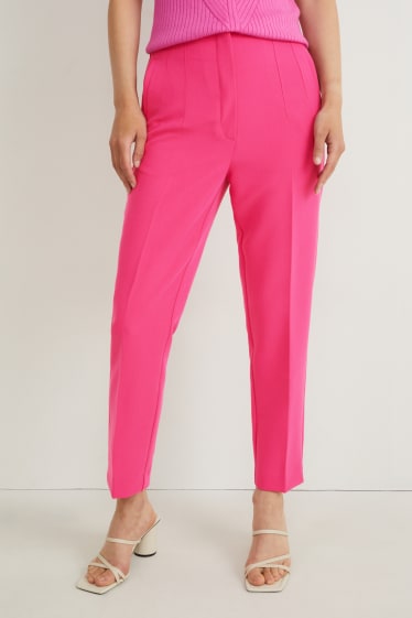 Femei - Pantaloni de stofă - talie înaltă - regular fit - roz