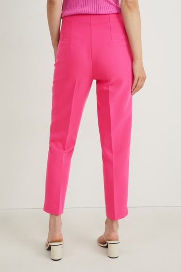Femmes - Pantalon en toile - high waist - regular fit - rose