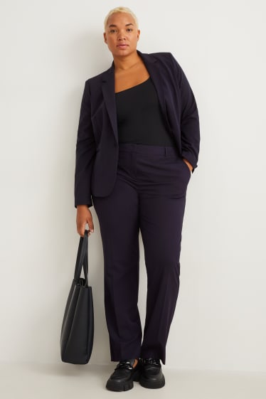 Kobiety - Spodnie materiałowe - średni stan - straight fit - ciemnoniebieski