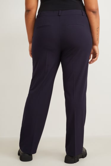 Femmes - Pantalon en toile - mid waist - straight fit - bleu foncé