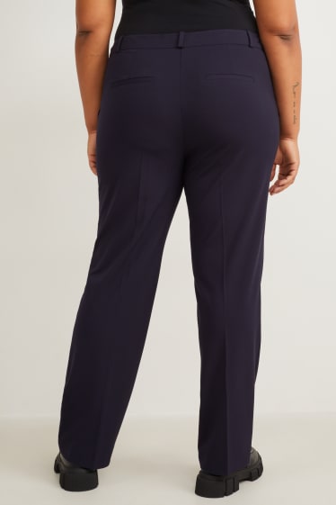 Women - Cloth trousers - mid-rise waist - straight fit - dark blue