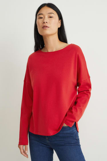 Mujer - Camiseta básica de manga larga - rojo