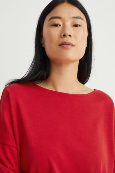 Mujer - Camiseta básica de manga larga - rojo