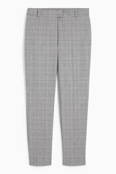 Damen - Business-Hose - Mid Waist - Slim Fit - Mix & Match - kariert - grau