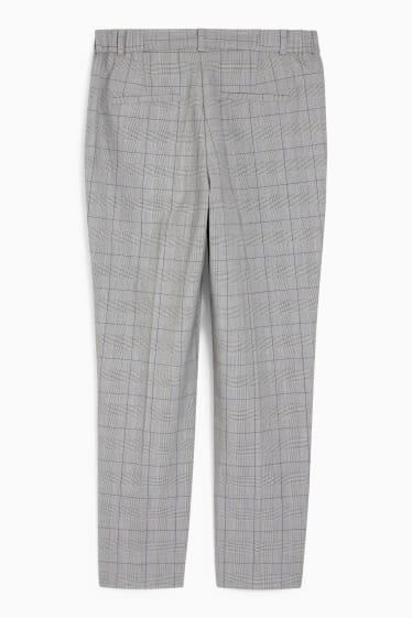 Women - Business trousers - mid-rise waist - slim fit - Mix & match - check - gray