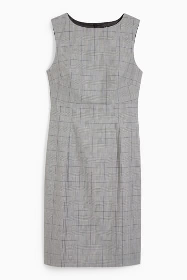 Mujer - Vestido de tubo de oficina - Mix & Match - de cuadros - gris