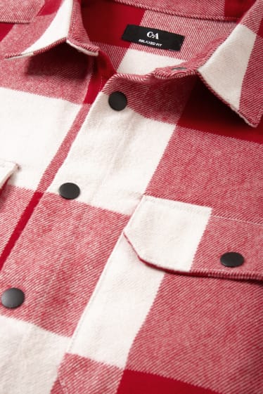 Men - Shirt - relaxed fit - kent collar - check - red