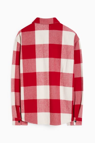Men - Shirt - relaxed fit - kent collar - check - red
