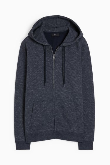 Hommes - Sweat zippé à capuche - bleu foncé