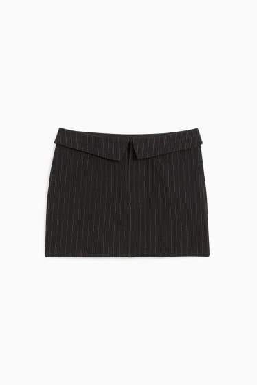 Femmes - Minijupe - fines rayures - noir