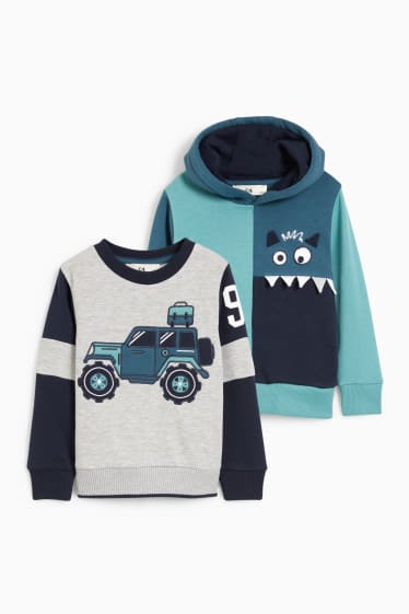 Kinder Jungen - Multipack 2er - Hoodie und Sweatshirt - blau / türkis