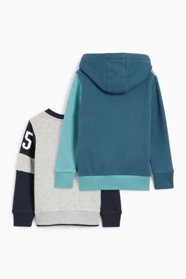 Kinder Jungen - Multipack 2er - Hoodie und Sweatshirt - blau / türkis
