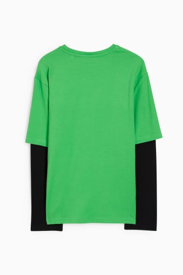 Enfants garçons - Minecraft - haut à manches longues - look 2-en-1 - vert clair