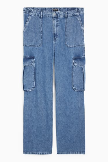 Damen - CLOCKHOUSE - Straight Cargo Jeans - High Waist - jeansblau