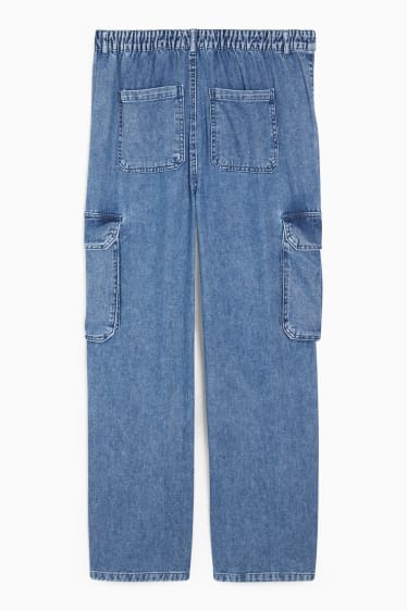 Damen - CLOCKHOUSE - Straight Cargo Jeans - High Waist - jeansblau