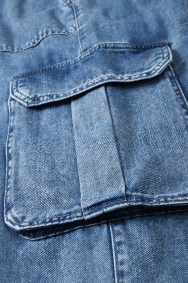 Teens & young adults - CLOCKHOUSE - straight cargo jeans - high waist - blue denim