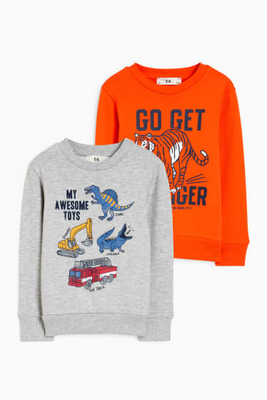Enfants garçons - Lot de 2 - sweat - gris clair chiné