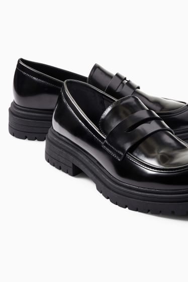 Damen - Loafer - Lederimitat - schwarz