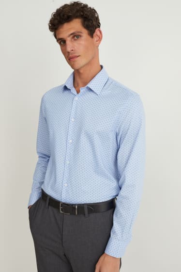 Hommes - Chemise de bureau - regular fit - col kent - facile à repasser - bleu clair